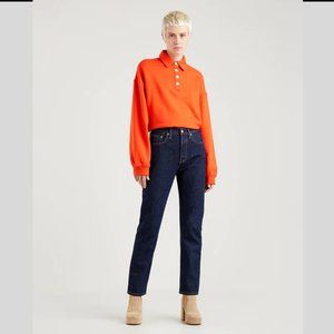 NWT $98.00 LEVI'S PREMIUM 501 ORIGINAL JEANS - DEEP BREATH DARK WASH - 24" X 30"